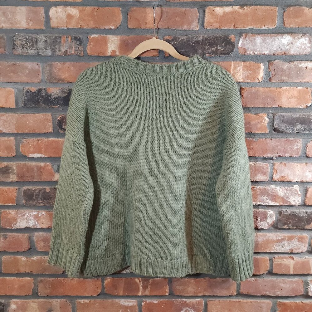 Wooden Ships Chunky Knit Peace Love Crewneck Mohair Blend Sweater Women's XS - Picture 6 of 8